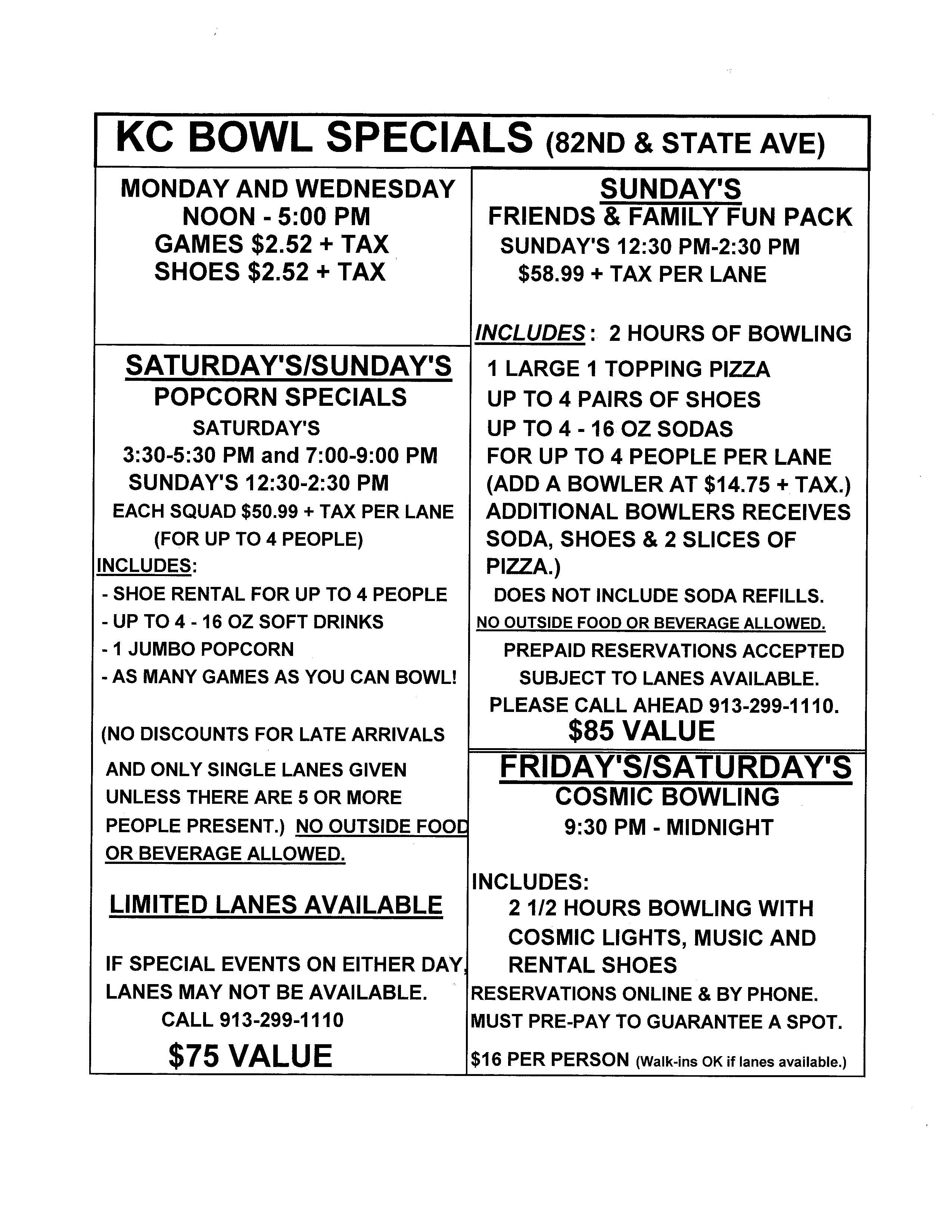 kc bowl specials